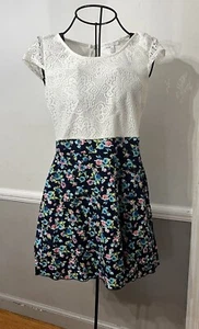 dELiA’s dress Lace Floral Babydoll Skater Women’s juniors size L USA Made - Picture 1 of 9