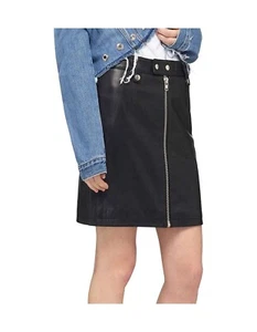 NOBODY Denim Moto NZ Lamb Leather Skirt Sz XS Black - Picture 1 of 7