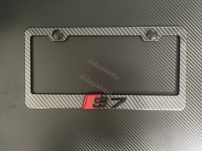 1x (Black/Red) S7 3D Emblem (metals Carbon Fiber Style) License Plate Frame Foto 1 de 3