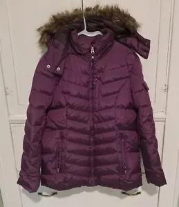 Eddie Bauer Purple Down Hooded Puffer Zip Jacket Women’s Large - Picture 1 of 10