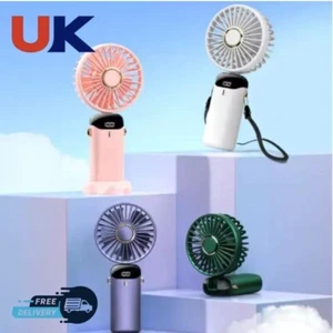Mini Hand-held Fan Portable Folding Desk Fan Cooler Cooling USB Rechargeable Fan - Picture 1 of 13