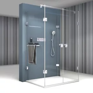 Dusche Duschkabine U Form Duschabtrennung 8mm ESG Glas NANO Sicherheitsglas - Bild 1 von 12