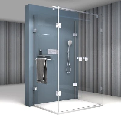 Dusche Duschkabine U Form Duschabtrennung 8mm ESG Glas NANO Sicherheitsglas - Bild 1 von 4