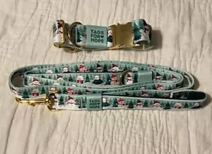Tags for Hope Holiday Dog Collar and Matching Leash Festive Snowmen Design New - Picture 1 of 7