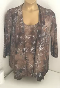 XL size18 Bronze Silver Black Shaded Waterfall top with inset cami LBISSE - NWT - Picture 1 of 7