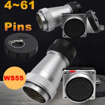 WS55 Waterproof Aviation Plugs Square Sockets Cable Connectors 4 7 40 53 61 Pins - Image 1 of 4
