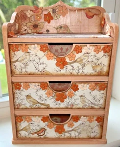 Mauve Painted Wooden Shabby Chic 3 Drawer Jewelry Box/Trinket/ Makeup/Tea - Picture 1 of 11