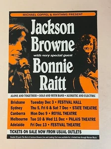 Póster de la gira de Australia 1996 Jackson Browne con Bonnie Raitt 27x19 - Imagen 1 de 6
