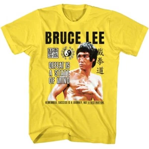 Bruce Lee - Defeat State Of Mind - American Classics - Solid Yellow Adult Short - Picture 1 of 2
