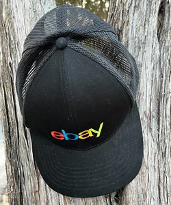 NUEVO ~ GORRA SNAPBACK DE MALLA NEGRA LOGO "EBAY" BORDADO por "OUTDOOR CAP" ~ Unisex - Imagen 1 de 9