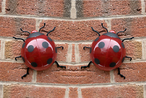 2 Large Garden Ladybirds Plastic Ladybirds ladybugs Patio Wall Art LIVE PHOTO'S