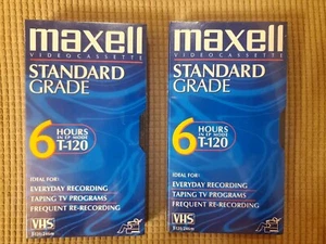 Maxell Video Cassette 6 Hour Two VHS VCR Blank Recording Tape T- 120 Brand New - Picture 1 of 2
