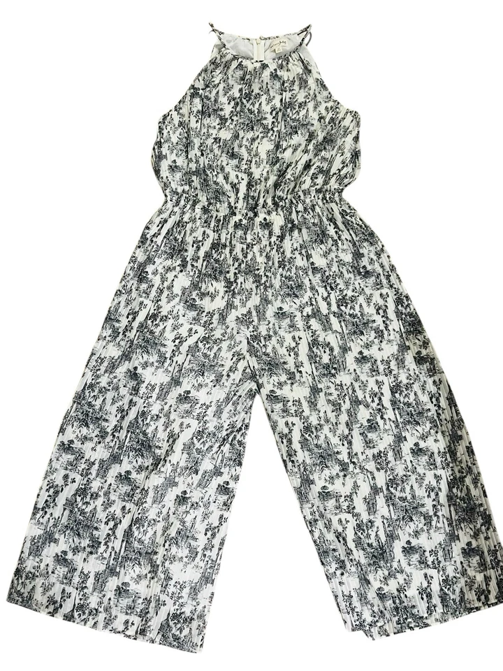 Maison Jules Mameluco Jersey Vestido Pantalones Talla 10 Negro Blanco Halter Top Foto 1 de 4