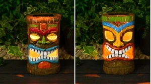 Neuer Tiki Kopf mit Solarlicht in grüner und gelber Nase - 21 x 13 x 12 cm - Bild 1 von 3