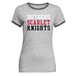 Camp David Women's Ringer Rutgers Scarlet Knights T Shirt, Charcoal, Large - Picture 1 of 1