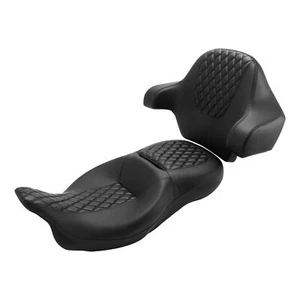 Asiento de conductor pasajero respaldo King apto para Harley Touring Glide 2014-2023 negro - Imagen 1 de 11