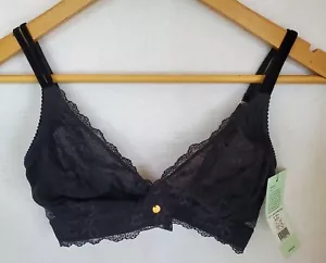Ipomia Perfect Fit Bra 30E Breast Augmentation Black Lace Bra Wireless Bralette - Picture 1 of 17
