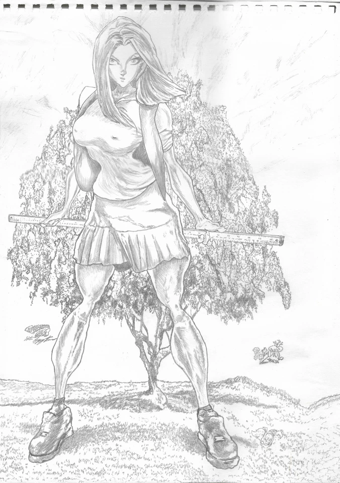 Colección Artis7as Priss at School in the Field arte original hecho a mano 11x17 pulgadas  Foto 1 de 1