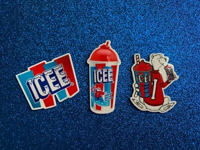 6 piezas. Icee, respaldo plano de resina plana, cabujón de Coca-Cola, centro de arco de soda, refresco Foto 1 de 4