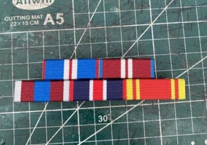 MEDAL RIBBON BAR - 5 SPACE FULL SIZE - PINNED or STUDDED or SEWN - Foto 1 di 22