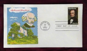 Scott 2047 FDC RARO MISSPELLED Nathaniel Hawthorne arti letterarie Doris oro - Foto 1 di 2