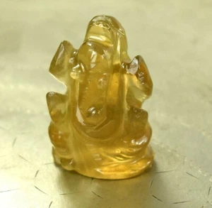 Brazilian Yellow Fluorite Lord Ganesha Spiritual Figurine Natural Gift Items  - Picture 1 of 11