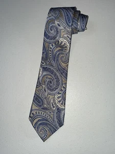 Geoffrey Beene 100% silk Blue paisley neck tie - Picture 1 of 5