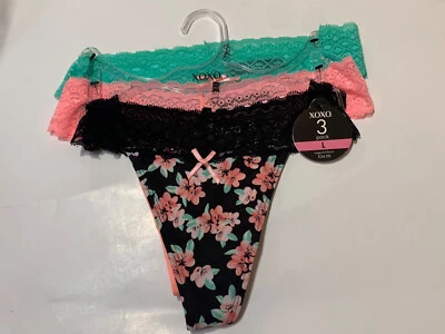 XOXO Conjunto De 3 Tanga Bragas Floral Rosa Como Nuevo Encaje Cintura Grande $24 Foto 1 de 2