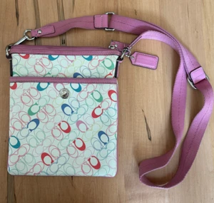 Coach Chelsea Heritage Stripe Signature Swingpack Crossbody Purse - Pink Strap - Picture 1 of 4