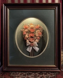 RETRO: Illuminated FIRE SCREEN / PICTURE Dried Floral Display - VINTAGE USED - Picture 1 of 8