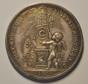 alte Medaille Silber Amsterdam 1778 100. Jubiläum Lutherischen Waisenhaus ~12,8g - Bild 1 von 2