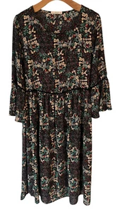 Le Lis Ruffled Floral Long Bell Sleeve Fully Lined Maxi Dress Women's Size L - Picture 1 of 9