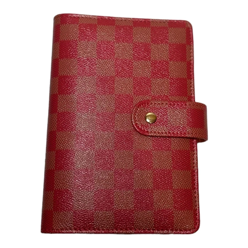 PU Leather Notebook A6 Ring Binder Budget Planner Organizer Cover Pockets Red - Image 1 of 3