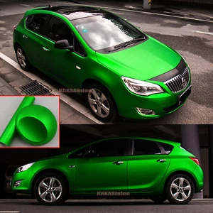Envoltura para todo el coche - Pegatina de vinilo satinado verde cromo mate elástico 50 pies x 5 pies AB - Imagen 1 de 6
