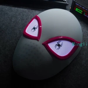 Máscara Spiderman Gwen Luz LED Ojos Usable Cosplay Máscara Halloween Resina Mujeres - Imagen 1 de 7