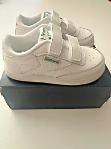 REEBOK Classic Infant Club C 2V White Tennis Sneaker Toddler Classic -SZ 8 - NEW - Picture 1 of 7