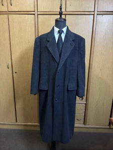 Vintage Herren Mantel maßgeschneidert klassisch Wolle grau USA Union Made Anzug Overcoat 48R 50R - Bild 1 von 20