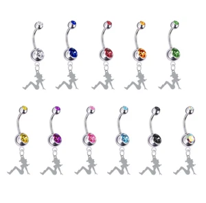 Silver Country Cowgirl Silver Belly Button Navel Ring - Pick Gem Color - NEW - Picture 1 of 1