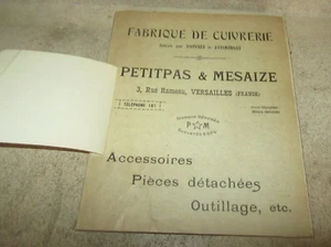 Rare catalogue fabrique de cuivrerie Petitpas & Mesaize, cycles & Automobiles - Picture 1 of 17