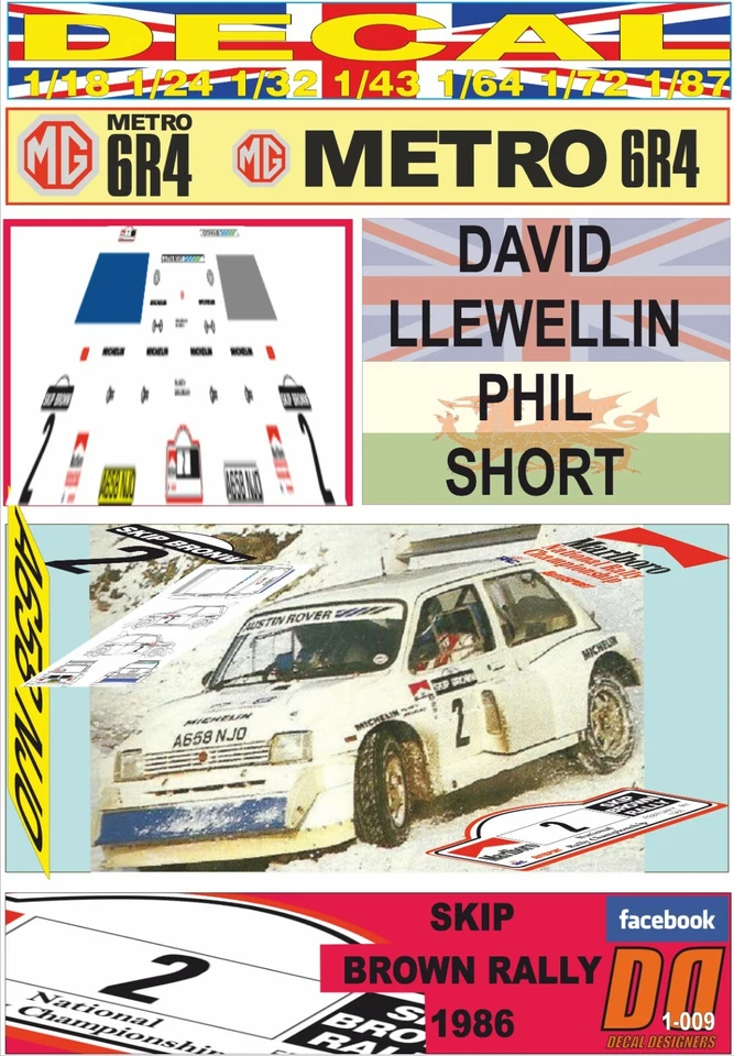 DECAL MG METRO 6R4 D. LLEWELLIN SKIP BROWN R. 1986 WINNER (06) - Image 1 of 1