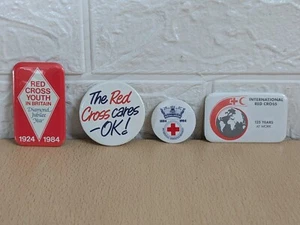 Vintage RED CROSS Pin Badges X 4 British International 1980's Good Condition  - Picture 1 of 16