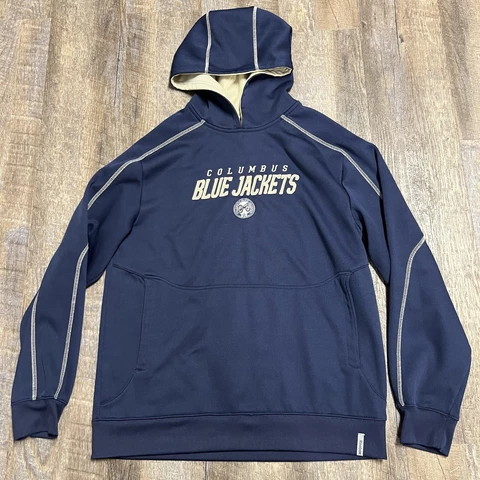 Columbus Blue Jackets Hoodie Sweatshirt sz Small Blue embroidered Hockey Reebok Cover