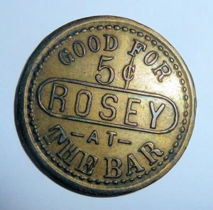 Handelsmedaille Maverick ROSEY Messing rund GF 5 Cents an der BAR Uniface - Bild 1 von 2