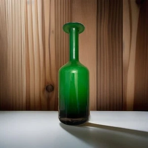 Vintage West Elm Neon Green wow Glass Danish (Holmegaard) Style Vase 13" Tall - Picture 1 of 6
