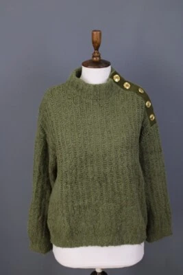 Suéter BOUTIQUE MOSCHINO Verde Lana Alpaca Tejido Botón Talla M Foto 1 de 4