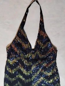 Boho-Chic-Grunge-Ostern/Eiche&Spalier Neckholder mehrfarbig Pailletten Palazzo Jumpsuit L - Bild 1 von 17
