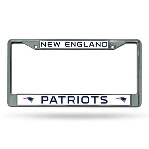 Metal Football New England Patriots Chrome License Plate Frame - Single Auto Tag - Picture 1 of 1