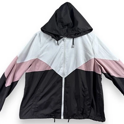 Love Tree Cortavientos Mujer L Grande Rosa Blanco Negro Cremallera Completa Sudadera con Capucha Foto 1 de 4