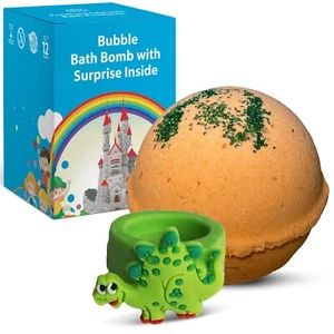 1 Bubble Bath Bomb per Bambini con Sorpresa Anello Dino Giocattolo All'interno - Fatto a mano in USA - Foto 1 di 6