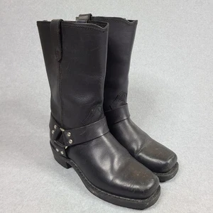 Dingo Black Harness Biker Riding Boots Sz 8.5 EW Classic Mid Calf Grunge - Picture 1 of 11